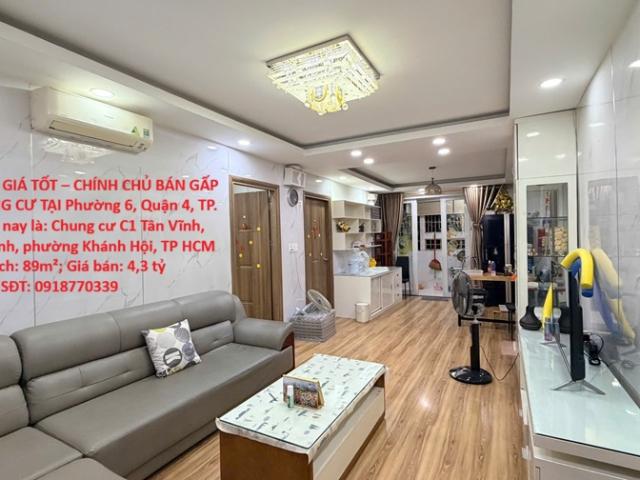 Căn hộ đẹp – giá tốt – chính chủ cần bán gấp căn hộ chung cư tại phường 6, quận 4, tp. Hồ Chí Minh