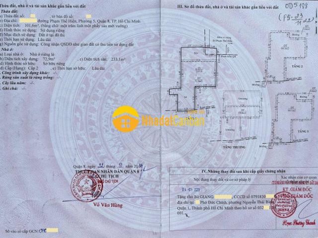 Cực hiếm 5 tầng kiên cố, ngang bề thế 6m, hơn 100m2 thổ cư không bị qh tại trung tâm hành chính q8