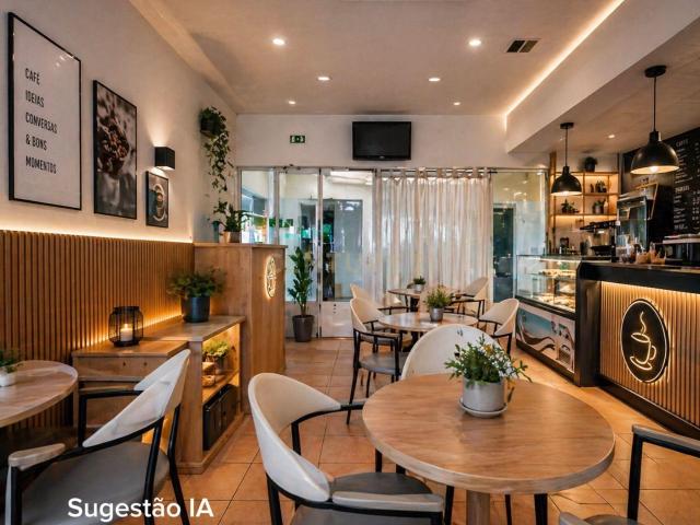 Café pronto a funcionar num centro comercial, Cidade de Sol Barreiro