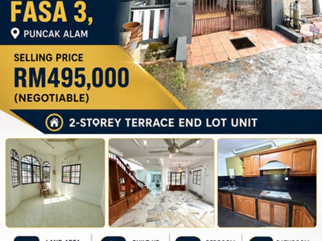 Cakera Purnama Fasa 3, Puncak Alam For Sale End Lot. Facing Open