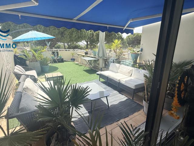 CARNON PLAGE APPARTEMENT 4 PIÈCES TRAVERSANT AVEC GRANDE TER