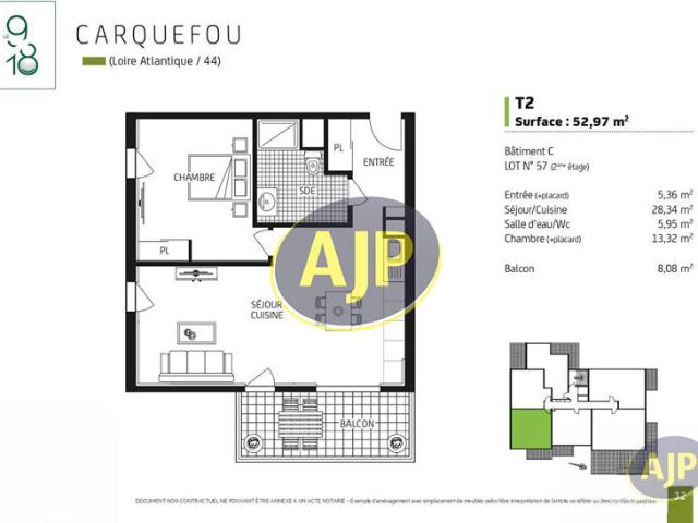 Carquefou Appartement T2 Bien orienté