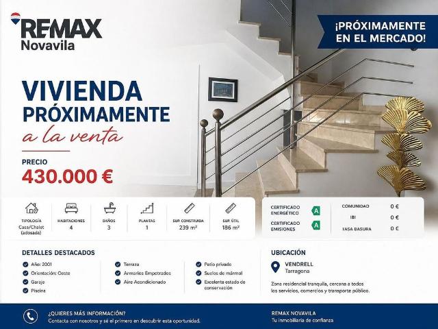 Casa adosada en venta en Vendrell, El, de 239 m² 4 habitaciones por 410.000