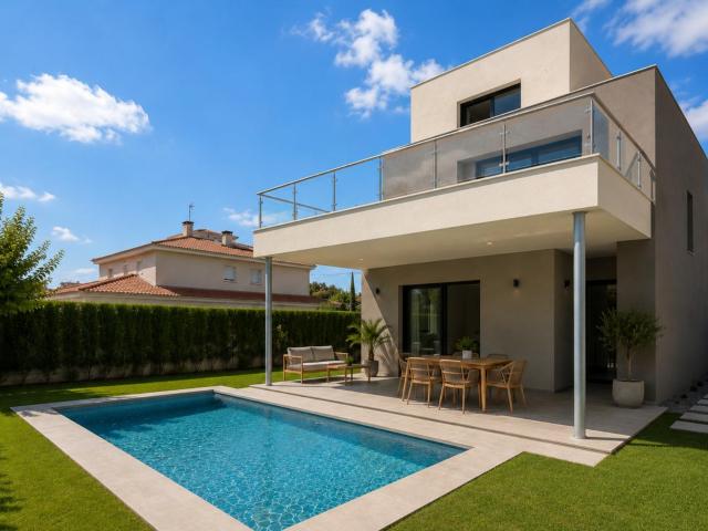 Casa de diseño con piscina y jardín en Vilafortuny