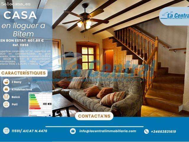 Casa de estilo rústico para alquilar en la población de Bítem