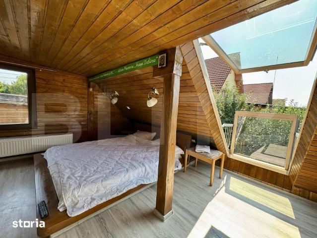 Casa de inchiriat, cu 4 dormitoare cu piscina, gratar, iaz si zona de