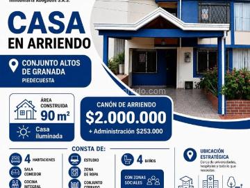 Casa en Arriendo, quinta granada, Piedecuesta