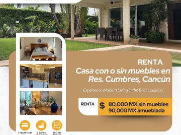Casa en renta Cumbres, Calle Sierra Fria, Cancún, Quintana Roo, México