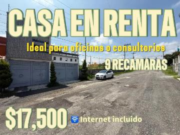 CASA EN RENTA IDEAL PARA OFICINAS O CONSULTORIOS EN TOLUCA CON 9 RECAMARAS
