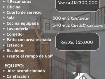 CASA EN VENTA O RENTA EN SAN FRANCISCO COUNTRY CLUB FRENTE AL CAMPO DE GOLF