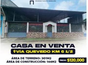 CASA EN VENTA EN LA VÍA QUEVEDO KM 6 1/2