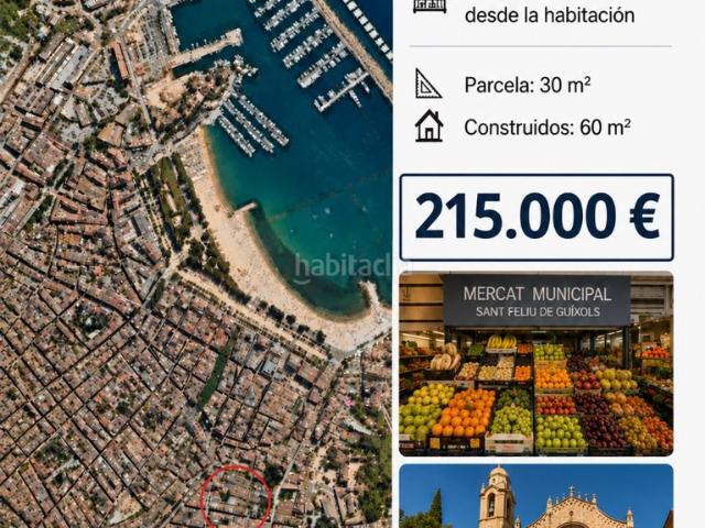 Casa en venta en Sant Feliu de Guíxols, Eixample Costa Brava. casa de pueblo con encanto reformada 2 habitaciónes 1 baño y pequeño patio. Casas Sant Feliu de.