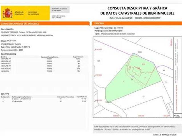 Casa rústica / Caserío en Venta en Murcia