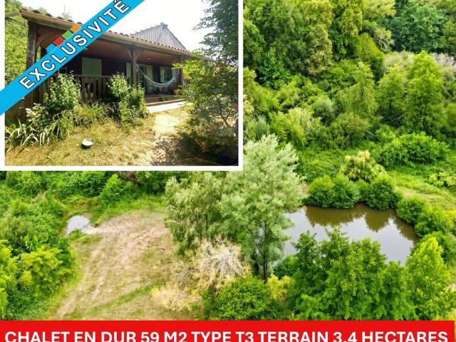 CAZAUBON 32 Chalet en dur + terrain 3,4 ha avec source et