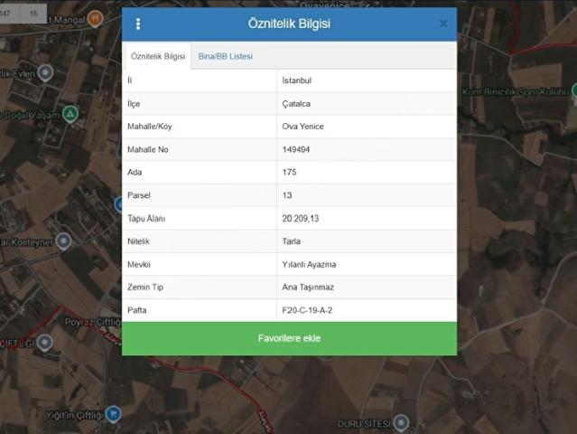 CB BAŞROL'DEN ÇATALCA OVA YENİCE'DE SATILIK 400 M2 TARLA