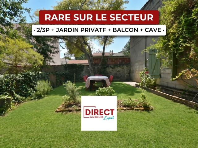 CENTRE VILLE: APP 2/3P en DERNIER ETAGE TRAVERSANT + JARDIN DE 50m2 + BALCON + CAVE