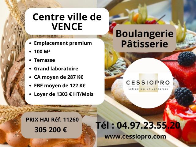 CENTRE VILLE DE VENCE A vendre Boulangerie pâtisserie 100M2 + terrasse en plein de cœur de Vence Emplacement