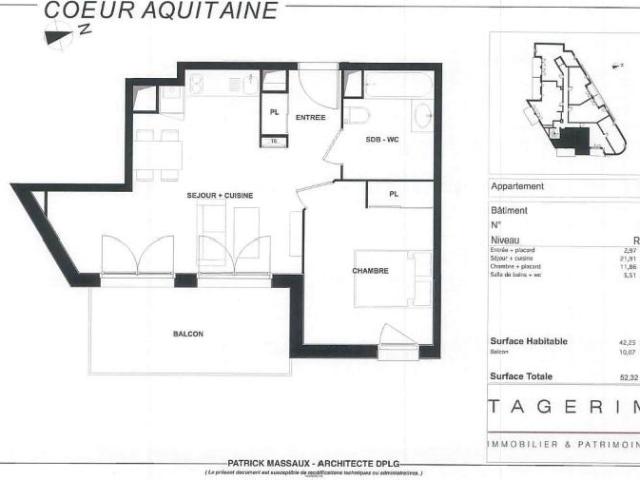 CENON / Location Appartement 2 Pièces 42 m²