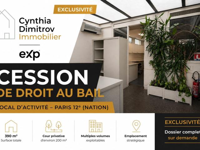 Cession De Droit Au Bail Local D'activité Paris 12? Na 395m² Paris 12ème