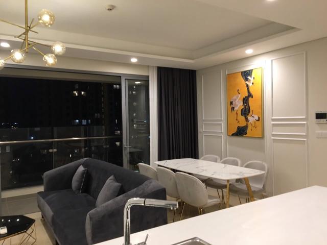 CHO THUÊ CĂN HỘ 2PN ĐẢO KIM CƯƠNG: NỘI THẤT SẠCH SẼ, SOFA TỐI MÀU SANG TRỌNG