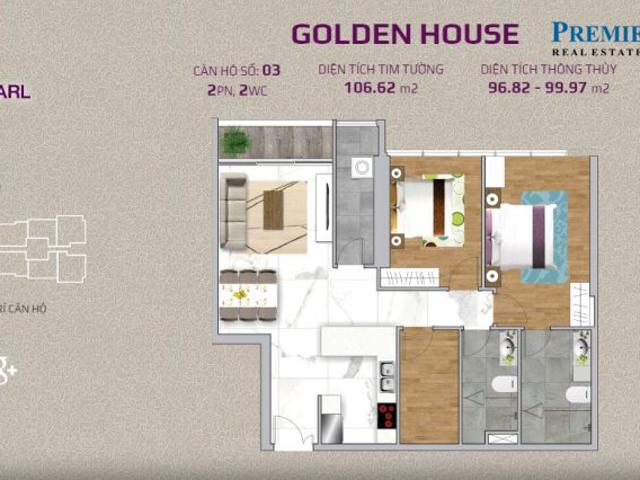 Cho thuê căn hộ Sunwah Pearl 2PN+1 tại khu vực Bình Thạnh, view sông Sài gòn, giá cực ưu đãi