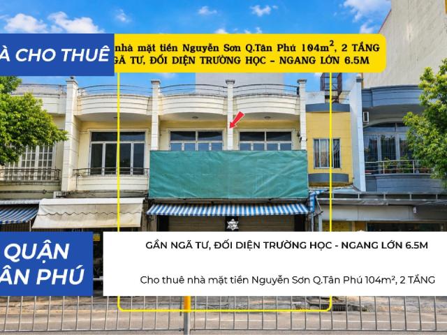 Cho thuê nhà mặt tiền nguyễn sơn 104m², 2 tầng gần ngã tư, đối diện trường học