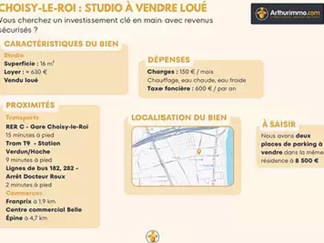 Choisy le Roi 94600 Achat / Vente appartement 1 pièce t1
