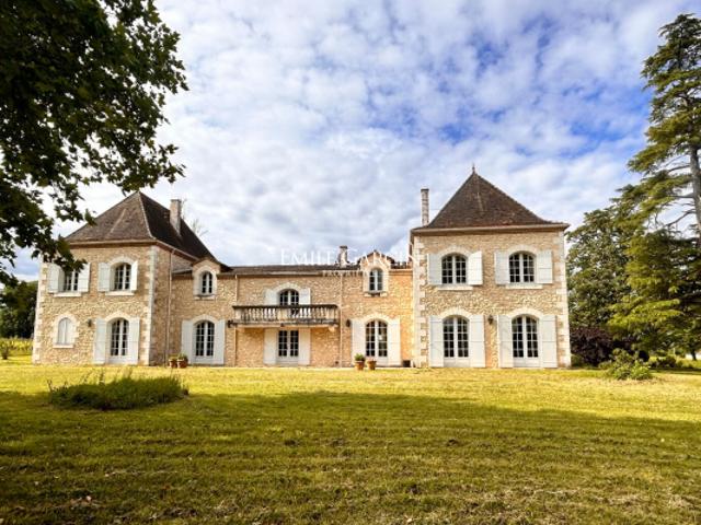 Château avec maison de gardien, dépendances et 23 hectares, à vendre, Caplong