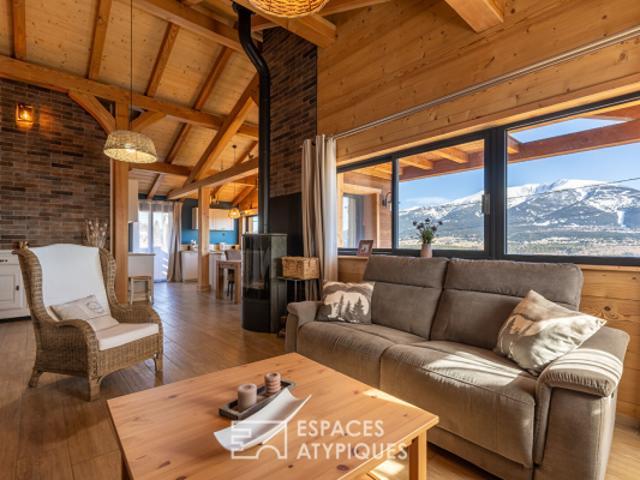 Chalet en bois massif avec vue imprenable