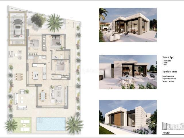 Chalet en venta en Pilar de la Horadada, El Pinar de Campoverde. Villa de obra nueva de una sola planta con piscina privada en Pilar de la Horadada. Chalets Pilar de la.