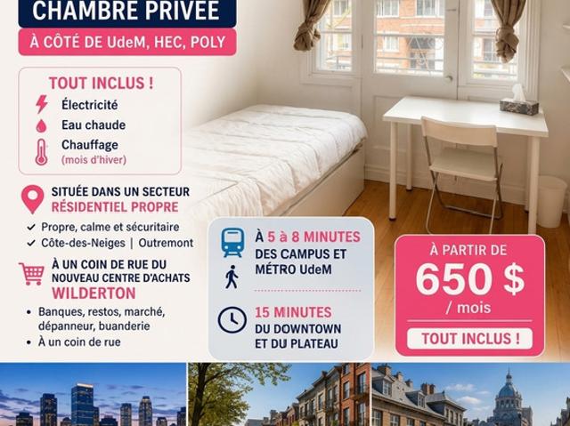 Chambre à Louer et Colocation 2945 ave Brighton, Côte des Neiges/Notre Dame de Grâce Montréal 1 photos | Logis Québec