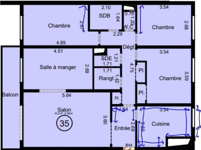 Chambre en colocation appart 94m² sans vis à vis