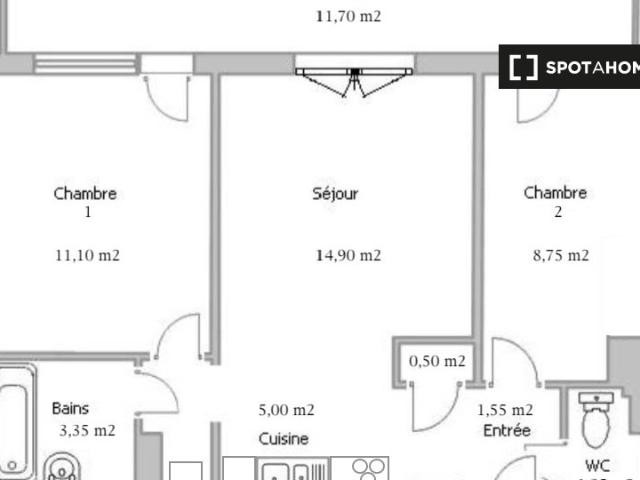 Chambres à louer dans un appartement 2 chambres à Nice