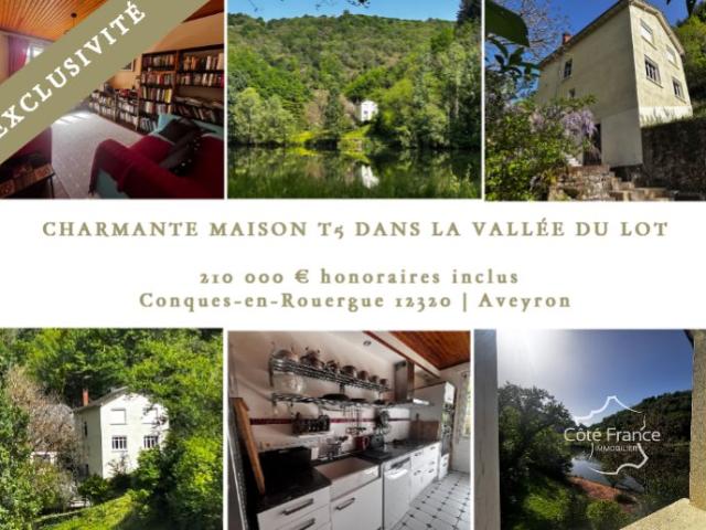 Charmante maison de T5 avec vue sur Le Lot à Conques en Roue. 108m² Grand Vabre