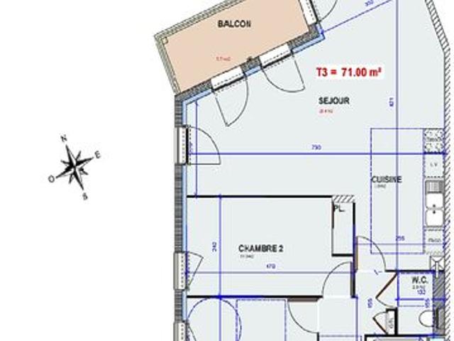 Chassieu appartement 3 pièces 71 m²