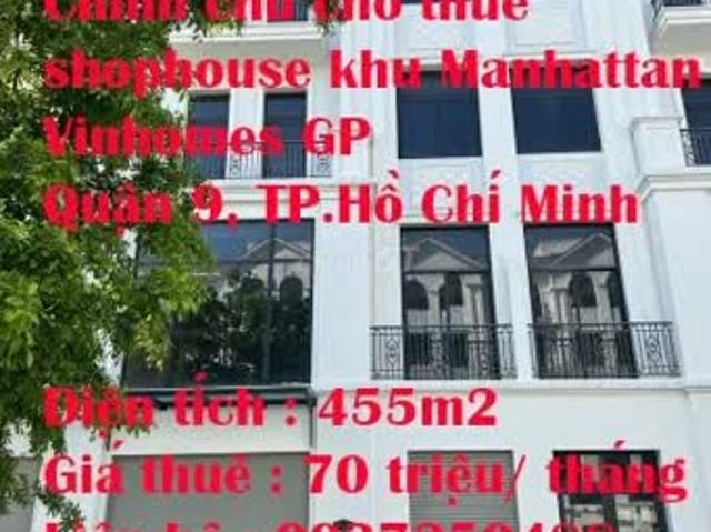 Chính chủ cho thuê shophouse khu Manhattan Vinhomes GP Quận 9