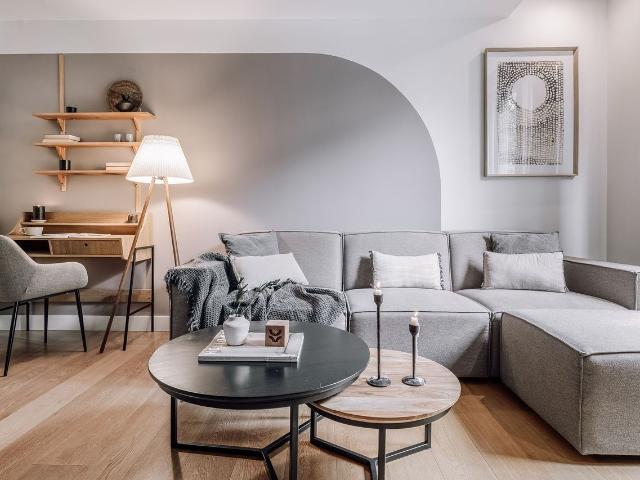 Chic 3 Bedroom Apartment with Geometric Wood Detailing and Private Workspace in Salamanca, Madrid Amsterdam Apartments for Rent