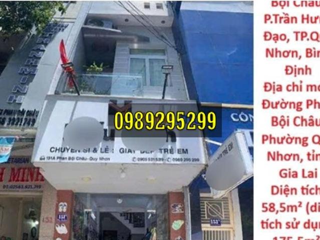 Chính chủ bán gấp nhà mặt tiền Đ. Phan Bội Châu, Trần Hưng Đạo, Quy Nhơn, Bình Định  0989295
