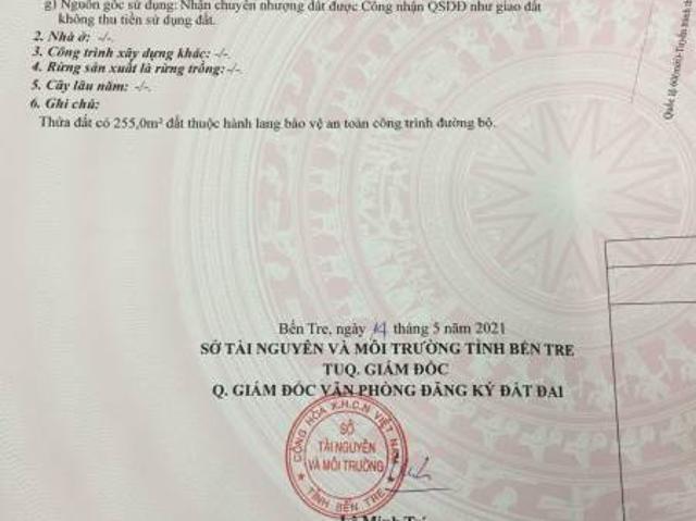 Chính chủ bán lô đất 2 mặt tiền quốc lộ 60 vị trí đẹp tại mỏ cày bắc