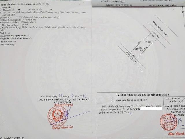 Chính chủ bán nhà mặt tiền kdc hưng phú 1 phường hưng phú, cái răng, cần thơ