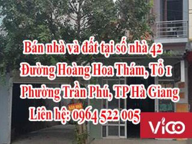 CHÍNH CHỦ cần bán nhà và đất tại số nhà 42, Đường Hoàng Hoa Thám, Tổ 1, Phường Trần Phú, TP Hà