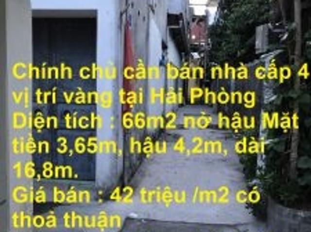 Chính chủ cần bán nhà cấp 4 vị trí vàng tại Hải Phòng