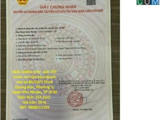 Chính chủ cần bán nhanh nhà Đẹp Giá cực tốt tại Thích Quảng Đức p. 5, Phú Nhuận, tp hcm