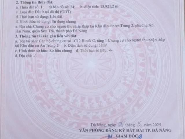 Chính chủ cần bán căn hộ tầng trệt sổ hồng đường ngô quyền, p. An Hải Nam, Sơn Trà, ĐN