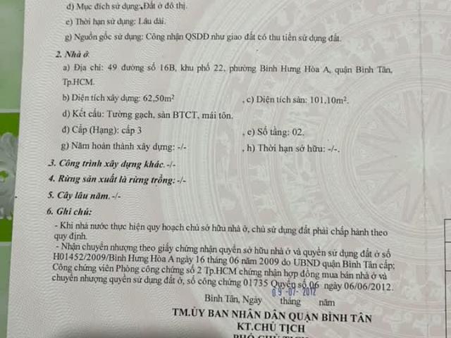 Chính chủ CẦN BÁN GẤP nhà 1 trệt lầu mặt tiền đường 16B, Quận Bình Tân
