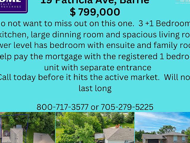 Coming Soon 2 Separate Units Barrie $ 799,000