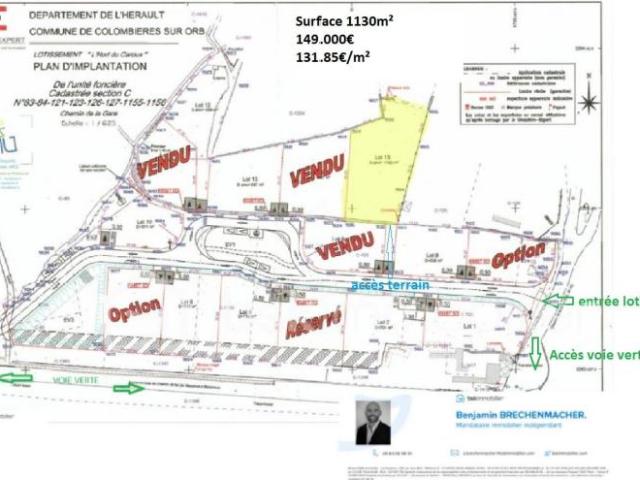 Colombières sur Orb Vente Terrain 34