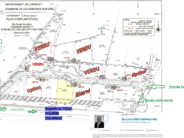 Colombières sur Orb Vente Terrain 34