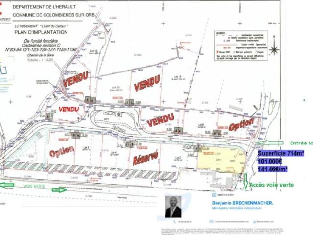 Colombières sur Orb Vente Terrain 34