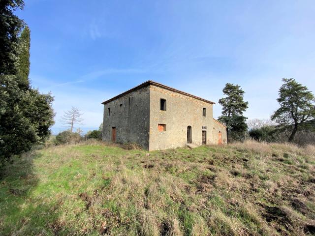 Colonica da ristrutturare con ampio terreno in posizione panoramica in vendita a Lajatico